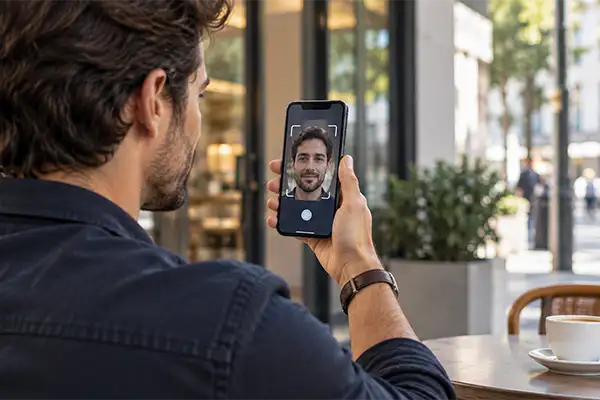 User verifying their identity through a mobile eKYC process