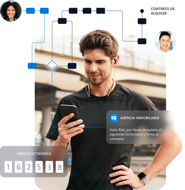 Firma electrónica de contratos inmobiliarios y documentos legales desde el móvil con procesos automatizados y seguridad digital.