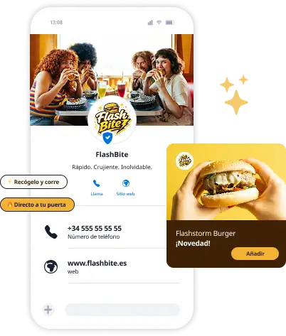 Perfil de empresa en mensajeria RCS con branding personalizado y catalogo de productos integrado