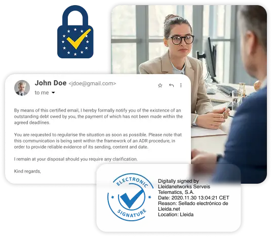 Certified communications interface for sending email, SMS and WhatsApp with evidence of delivery and access